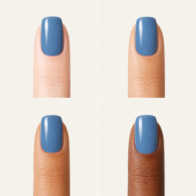 Solid Press-On Nails, Square Short — Grille 4 doigts (4 carnations, crème)