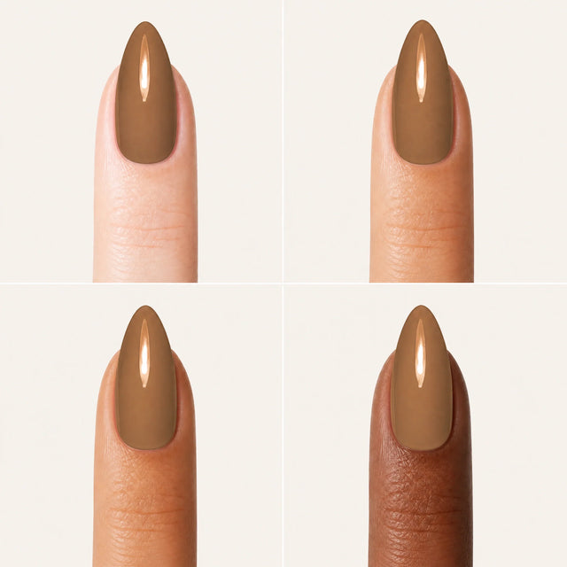 Toffee Press-On Nails, Medium Almond — Grille 4 doigts (4 carnations, crème)