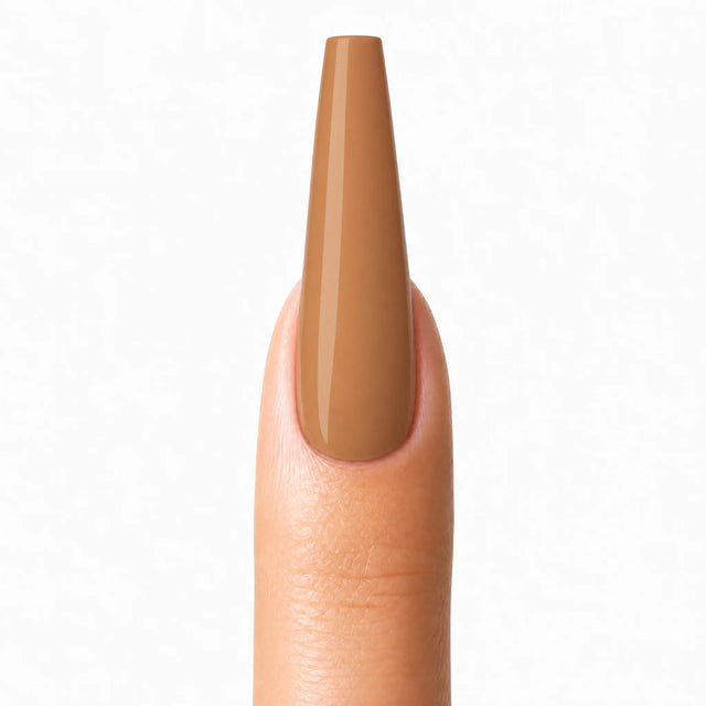 Toffee Press-On Nails, Long Coffin — Packshot fond blanc (variante / Shopping)