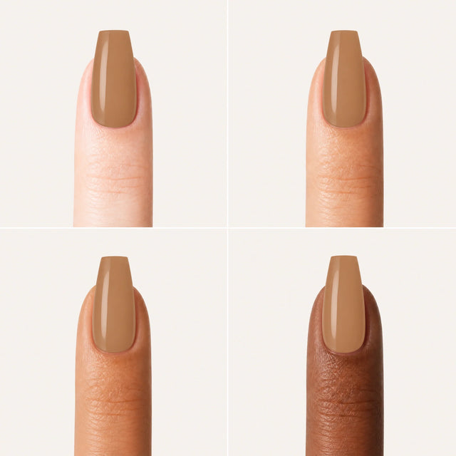 Toffee Press-On Nails, Medium Coffin — Grille 4 doigts (4 carnations, crème)
