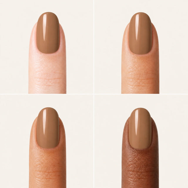 Toffee Press-On Nails, Short Oval — Grille 4 doigts (4 carnations, crème)