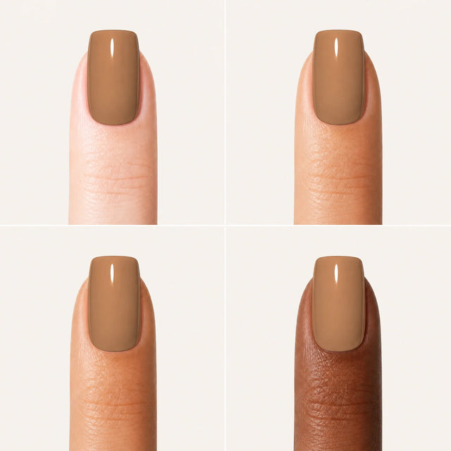 Toffee Press-On Nails, Short Square — Grille 4 doigts (4 carnations, crème)