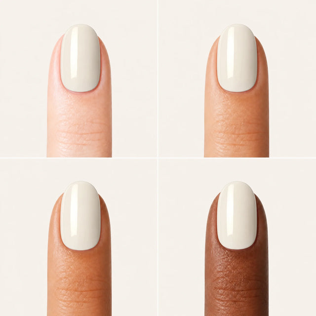 Vanilla Press-On Nails, Short Oval — Grille 4 doigts (4 carnations, crème)