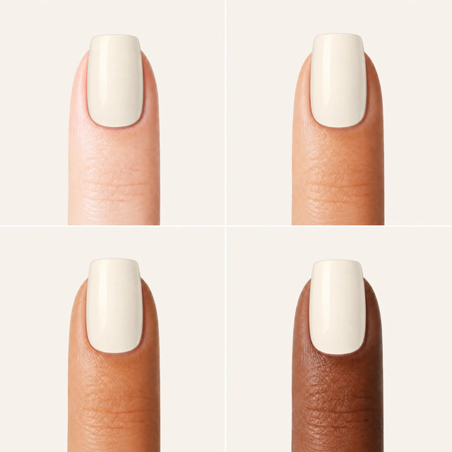 Vanilla Press-On Nails, Short Square — Grille 4 doigts (4 carnations, crème)