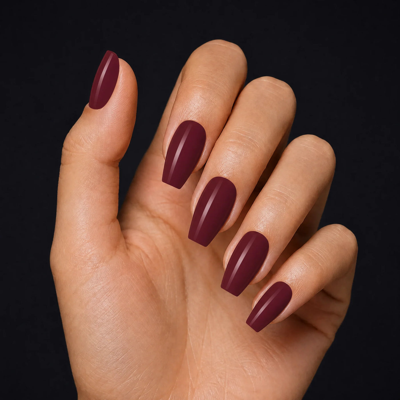 Wine Press-On Nails, Medium Coffin