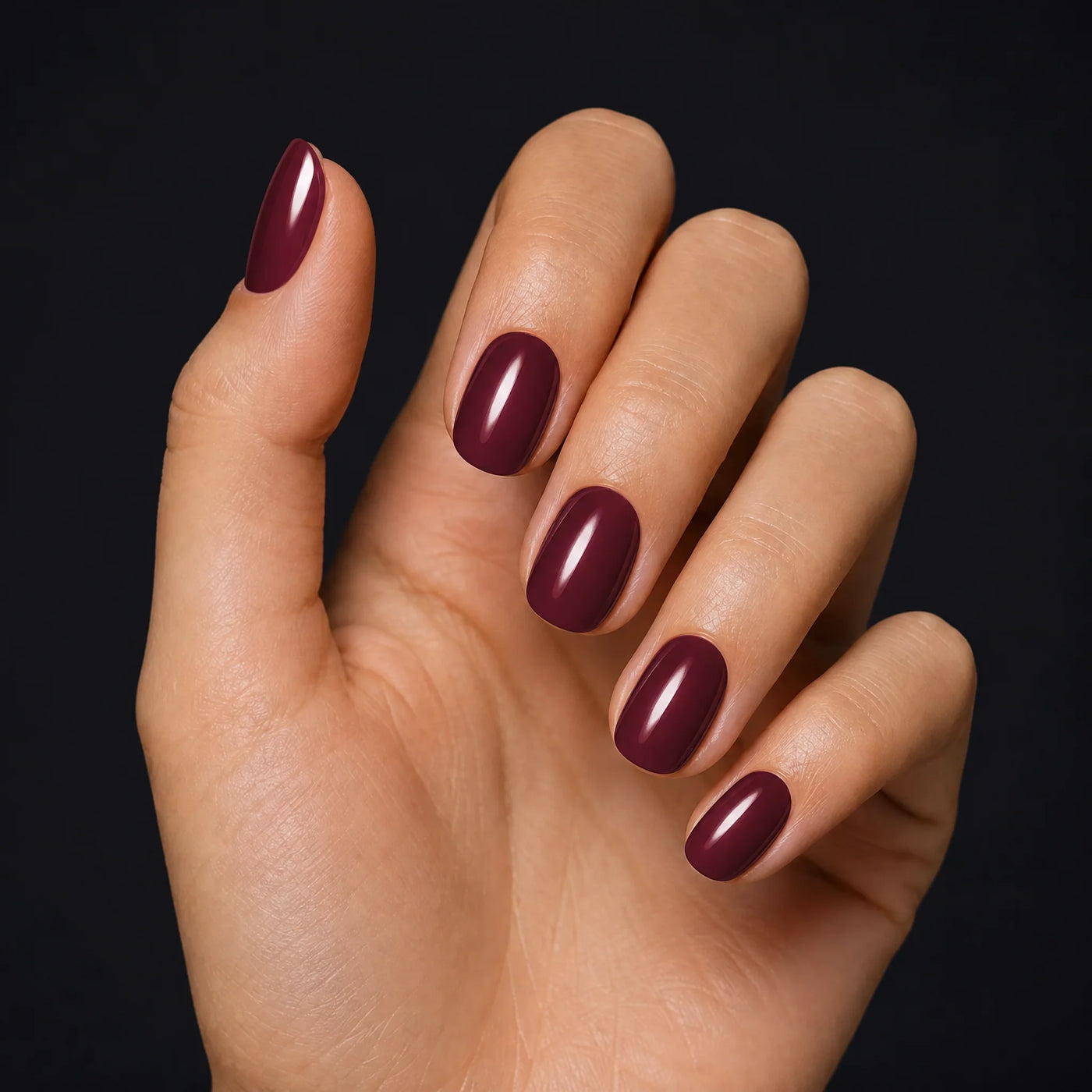 Wine Press-On Nails, Short Oval
