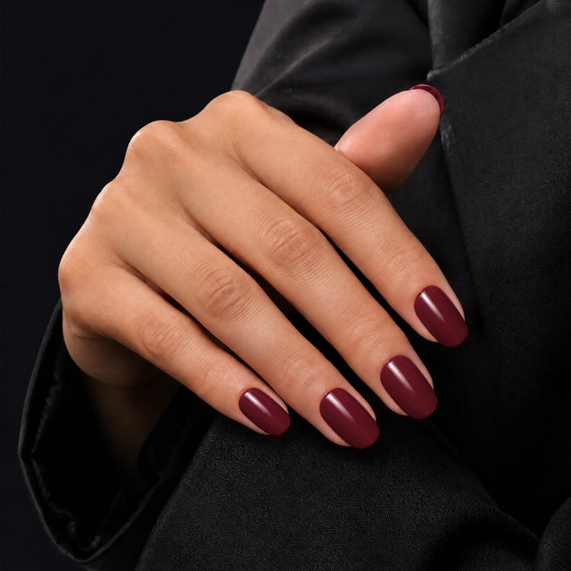 Wine Press-On Nails, Short Oval