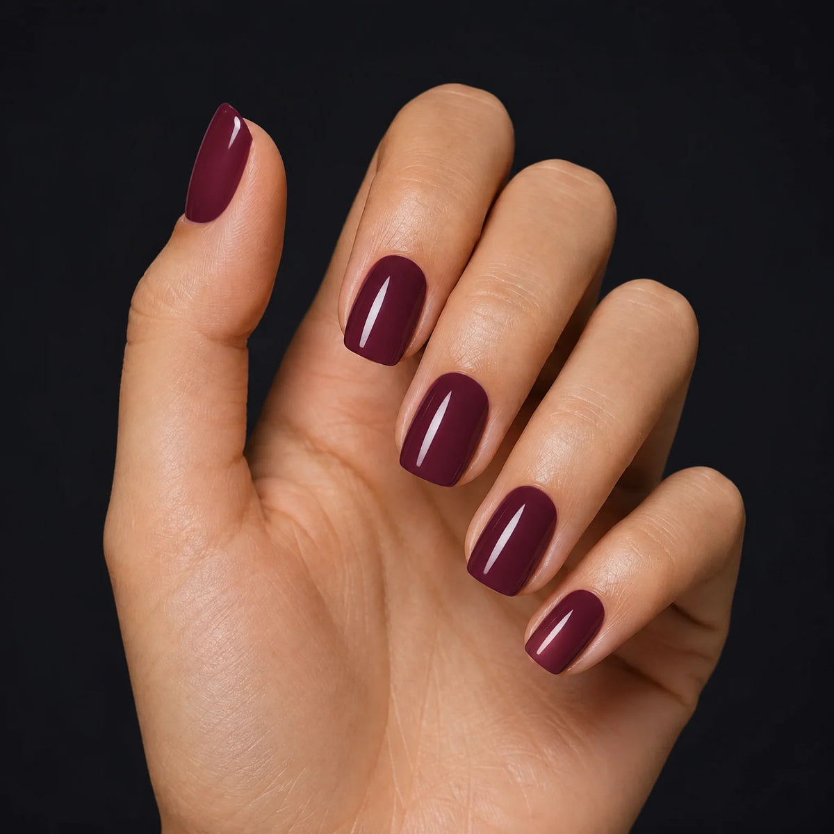 Wine Press-On Nails, Short Square